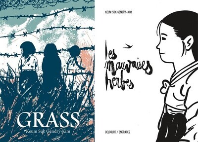The covers of the English and French editions of Gendry-Kim’s graphic novel “Grass,” which deals with comfort women issues