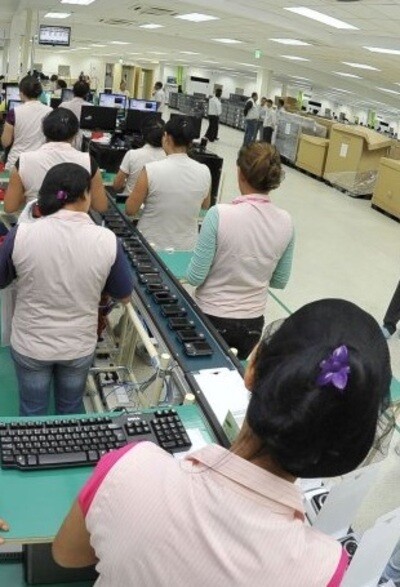 Brazilian workers at a Samsung Electronics factory in the city of Manaus.