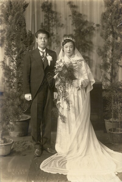 김수경(왼쪽)과 이남재(오른쪽)는 1943년 경성 부민관에서 결혼했다. 딸 김혜영씨 제공
