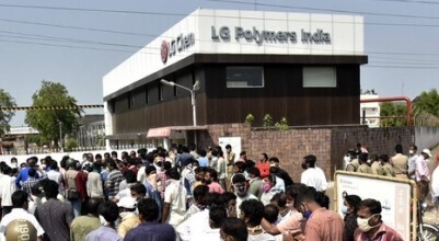 An LG Polymers factory in Visakhapatnam, India, where a gas leak accident occurred on May 7. (AP/Yonhap News)