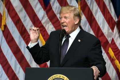 US President Donald Trump gives a speech about the US new national security strategy on Dec. 18. (UPI/Yonhap News)