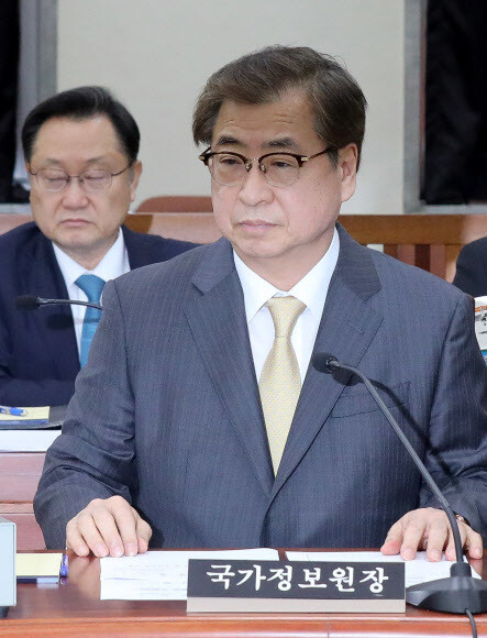 National Intelligence Service (NIS) Director Suh Hoon during a meeting of the National Assembly Intelligence Committee on July 16.
