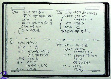 기무사 소속 신아무개 대위가 2009년 갖고 있던 수첩 사본.