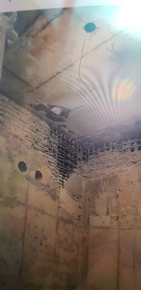 지난해 광주 서구 화정아이파크 지하층 벽체에서 철근이 노출돼 있다. 독자 제공