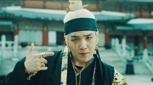 Suga of BTS in the music video for “Daechwita” (still from YouTube)