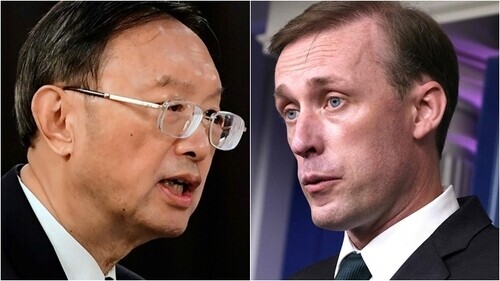 Yang Jiechi, member of the Chinese Communist Party’s Politburo (left), and Jake Sullivan, the White House national security advisor (AFP/Yonhap News)