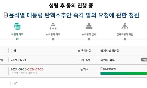 ‘윤석열 탄핵’ 청원 80만명…접속 폭주에 서버 증설한다