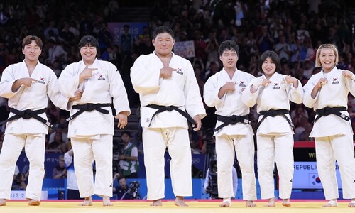 ‘처절한 사투’ 유도 혼성단체 동메달…상위 체급 상대와 연거푸 시합