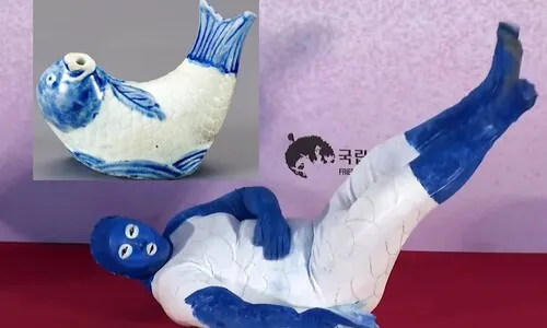 국중박 웃겨서 난리난 분장놀이 대상 ‘잉어 연적’…발끝 지느러미 크으~