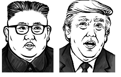 Depictions of North Korean leader Kim Jong-un and US President Donald Trump