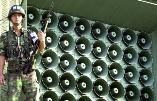 Loudspeakers on the DMZused to broadcast propaganda into North Korea