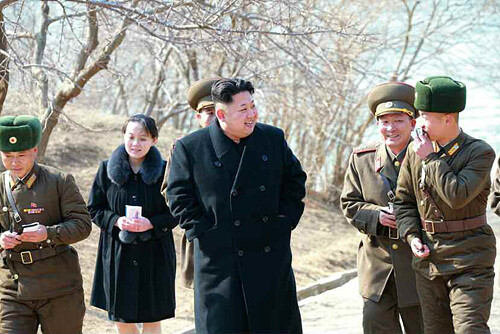 North Korean leader Kim Jong-un with his younger sister Kim Yo-jong during field guidance on the east coast
