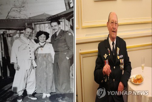 Andre Belaval during the Korean War (left) and recently (right)