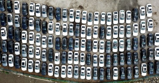 BMW cars lined up for recall at a service center in Pyeongtaek