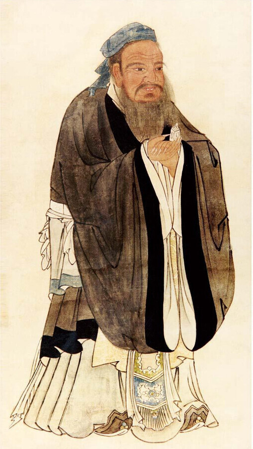 중국 명대 화가인 구영(仇英, 1494~1552)이 그린 공자의 초상. 위키미디어