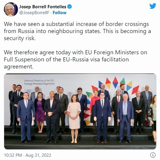Josep Borrell, o principal chefe de política externa e de segurança da UE, captura a tela do Twitter.  Borrell disse 