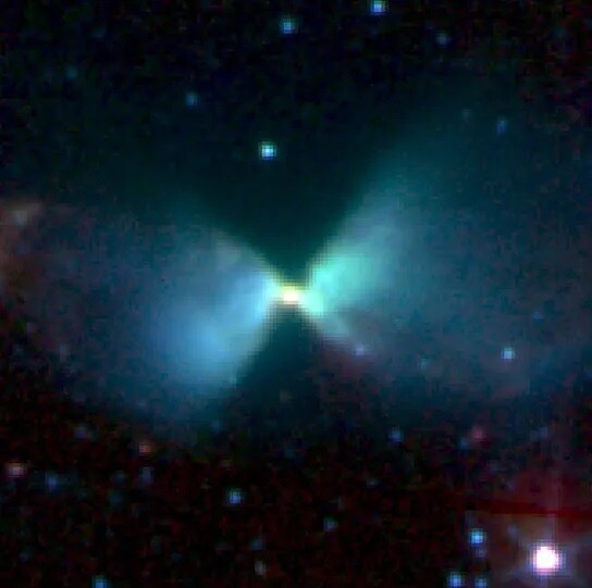 과거 스피처우주망원경으로 찍은 원시별 L1527. 제임스웹 사진과 비교해 해상도에서 확연한 차이가 난다. 나사 제공