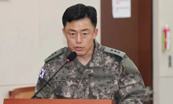 Moon Sang-ho, the former chief of South Korea’s Defense Intelligence Command, appears before the National Assembly’s National Defense Committee on Dec. 10, 2024, to answer questions about the deployment of troops to the National Assembly and National Election Commission during the illegal declaration of martial law on Dec. 3, 2024. (Yonhap)