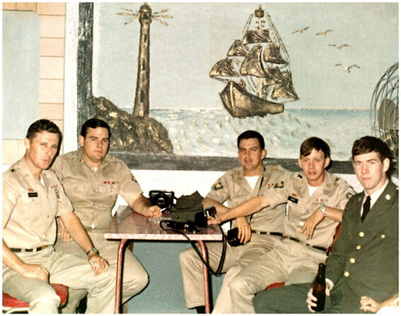 Michael Roach (right), the author of the essay, and other members of the ADM platoon at Uijeongbu, South Korea. (courtesy Michael Roach)