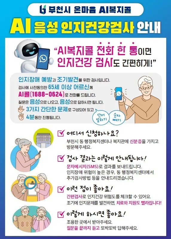 전화 한 통으로 알 수 있다! 부천시, AI 음성 인지건강검사 도입으로 치매 조기 발견에 앞장