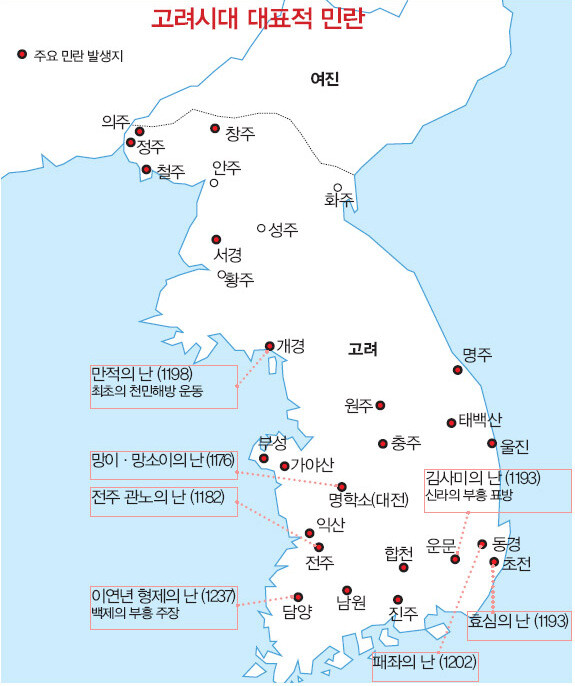 고려 시대의 무신 집권기는 전국적으로 수많은 민란이 발생해 계급투쟁이 그 절정에 이른 시대이기도 했다.