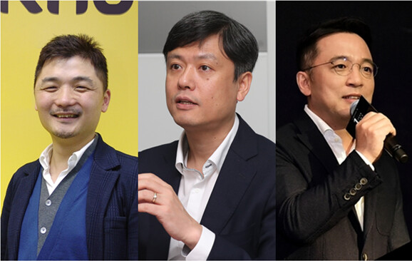 From left to right are Kakao founder and Chairman Kim Beom-su, Krafton Chairman Chang Byung-gyu and NCSoft CEO Kim Taek-jin.