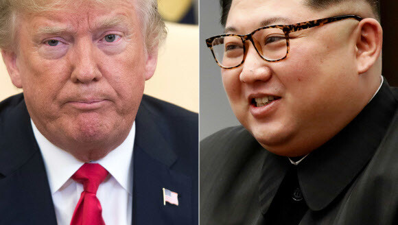 US President Donald Trump (left) and North Korean leader Kim Jong-un