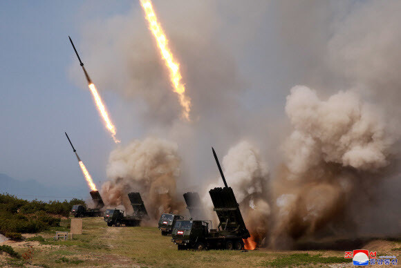 The test launch of short-range missiles into the East Sea on May 4 was reported by the Korean Central News Agency (KCNA) the following day. (Yonhap News)