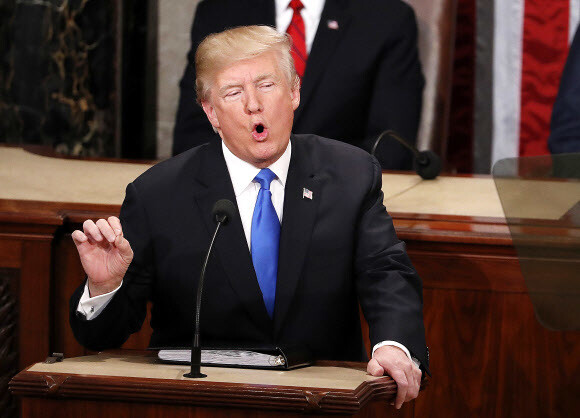 President Donald Trump speaks to Congress during his State of the Union address in Washington