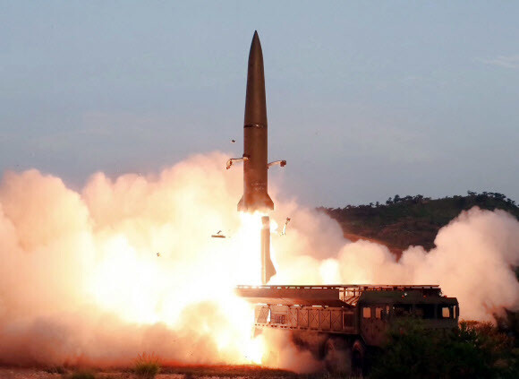 North Korea launched what’s assumed to be a short-range ballistic missile on Aug. 6. The projectile bears similar flight patterns to the missile it test launched on July 25. (Yonhap News)