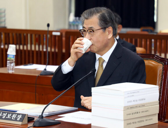 NIS Director Suh Hoon at a plenary session of the National Assembly Intelligence Committee on Dec. 5. (Yonhap News)
