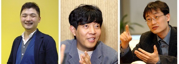  Kakao Corp. board of directors chair Kim Beom-su; Daum Communication founder Lee Jae-ung and Naver board of directors chair Lee Hae-jin.
