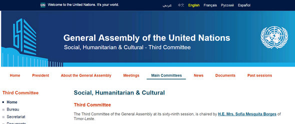  Humanitarian and Cultural Committee of the UN General Assembly’s website.