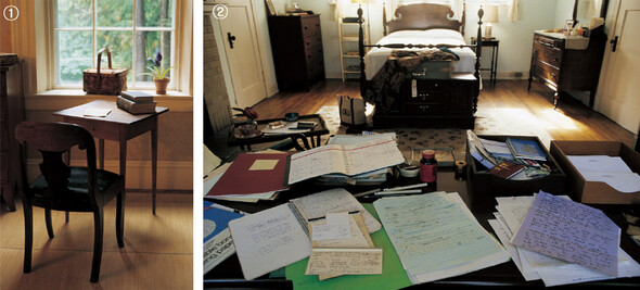 (왼쪽부터) ① 에밀리 디킨슨의 책상 ② 유도라 웰티의 책상