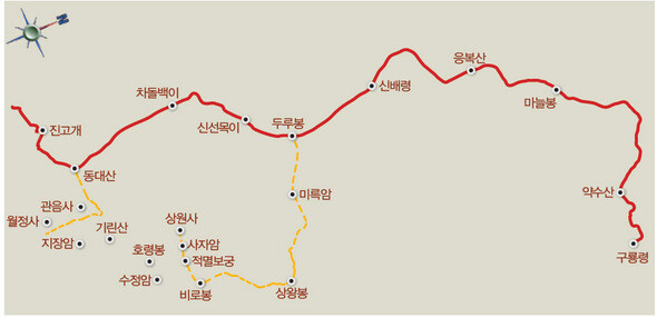 신백두대간기행 23. 진고개~구룡령 (※ 이미지를 클릭하면 크게 볼 수 있습니다)