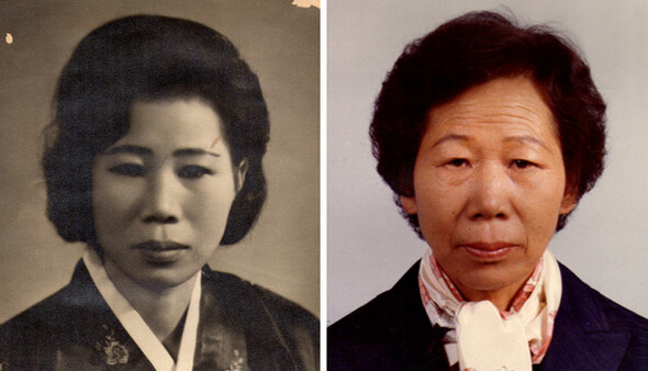 할머니의 젊은 시절이 담긴 사진은 거의 없다. 동두천에서 지내던 30대 시절 찍은 사진(왼쪽)과 서울에서 식모 생활을 하던 50대에 찍은 증명사진이 전부다(오른쪽).