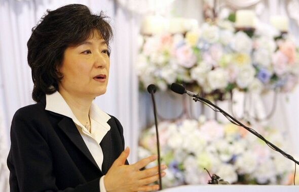 President Park Geun-hye speaks at a forum in Seoul on Feb. 23