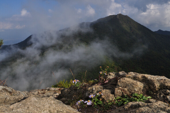 죽령 방향에서 올려다본 도솔봉. 월악산에서 소백산 사이에 가장 높은 봉우리인 도솔봉은 불교의 미륵정토를 의미한다. NIKON D90, NIKKOR17-55 ,F/6.3, 1/125