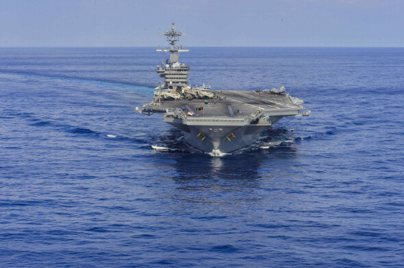 which the US government announced will be moved from Virginia to a port on the Pacific in San Diego. The photo was taken in the Atlantic Ocean on Oct. 26
