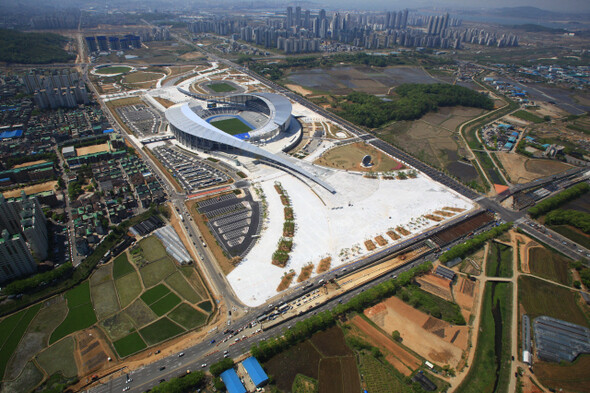 The main stadium for the Incheon Asian Games to be held in September. 