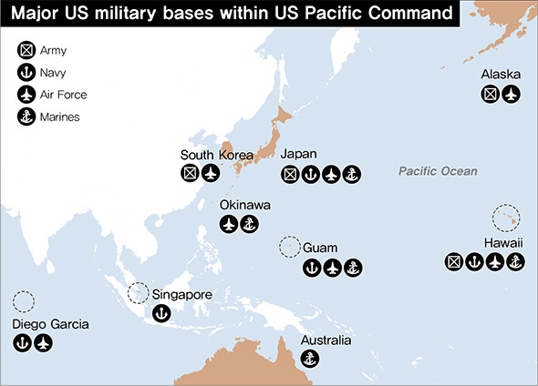Major US military bases within US Pacific Command