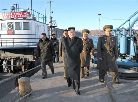  North Korean leader Kim Jong-un visits a military fishery. (KNCA/Yonhap News)
