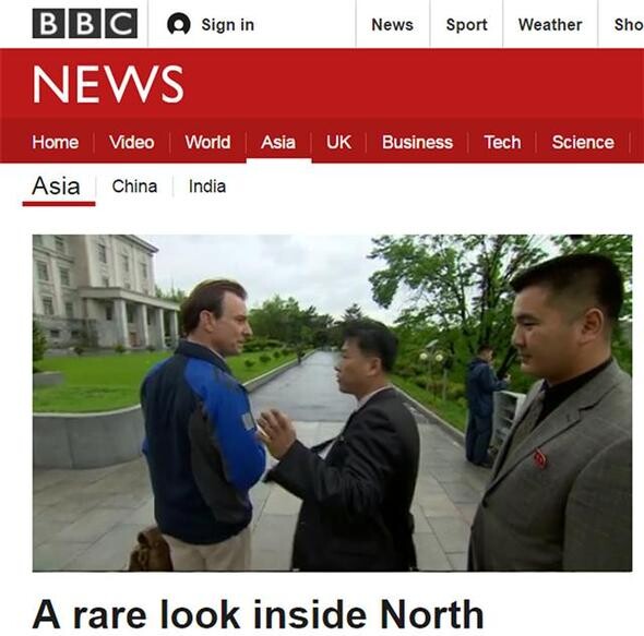 An image from the BBC’s website of reporter Rupert Wingfield-Hayes at Kim Il Sung University in North Korea on May 4.