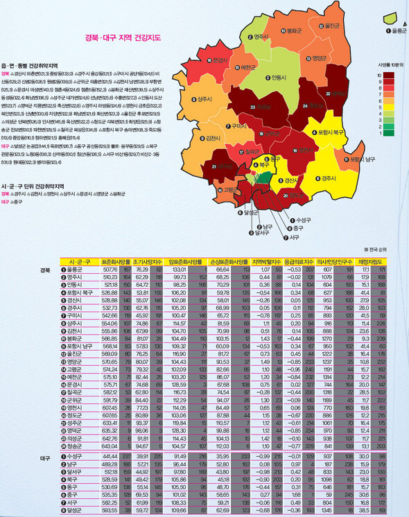 경북·대구 지역 건강지도 (※클릭하시면 더 크게 보실 수 있습니다.)