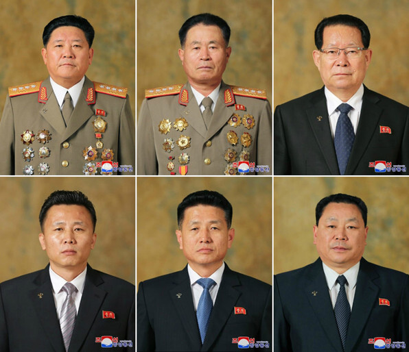 From the top left clockwise are pictured Kim Jong-kwan, Pak Jong-chon, Kim Hyong-jun, Kim Il-chol, Ri Ho-rim, and Ho Chol-man, who were appointed as department directors within the Workers’ Party of Korea Central Committee during its fifth plenary session from Dec. 28 to 31. (Yonhap News)
