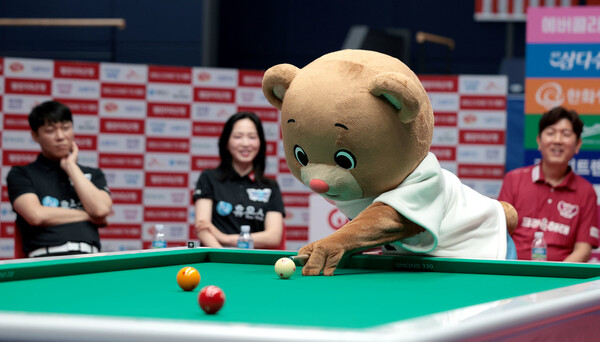 Phoei's official mascot Billy Bear is sit at the 2025-2026 PBA Team League Media Day held on the 21st. PBA provided