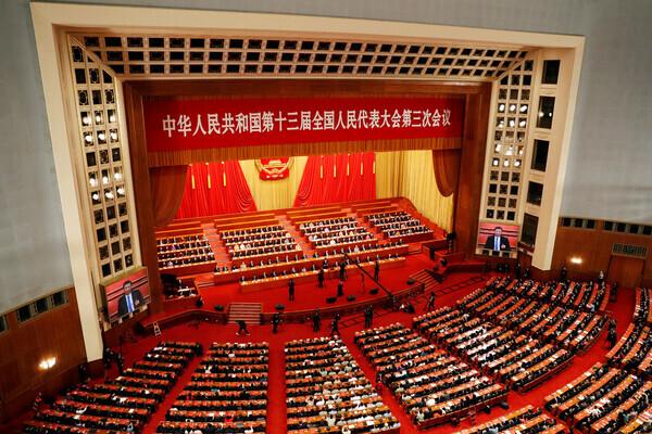 The Great Hall of the People, where the China's National People's Congress convenes, in Beijing. (Yonhap News)