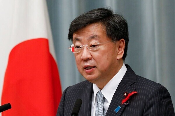 Japan’s chief cabinet secretary, Matsuno Hirokazu. (Reuters/Yonhap)