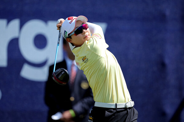 김효주가 28일(한국시각) 열린 미국여자프로골프(LPGA) 투어 셰브론 챔피언십 1번 홀에서 샷하고 있다. 우들랜드/로이터 연합뉴스