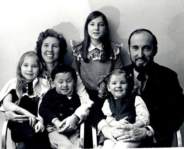 The late minister Charles Betts Huntley (far right) with his family in 1974: his wife Martha (second left), his daughter Jennifer (front right) and his adopted son (front left). (provided by Jennifer Huntley)